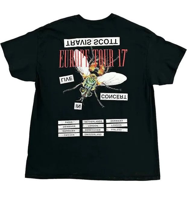 image of Travis Scott Birds Europe Tour 2017 Shirt in Black, Men's (Size Medium)