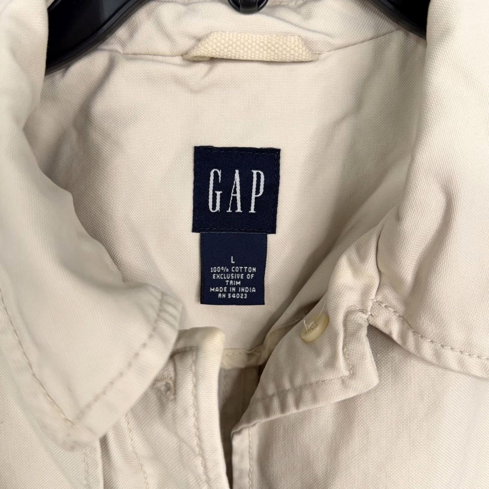 Gap Gap Trench Coat Womens Large White Cotton Mid Length Belted Button Front Pockets 100% Cotton Canvas Seasonal Fall Spring Mens Womens Size L / US 10 / IT 46 - 4 Thumbnail
