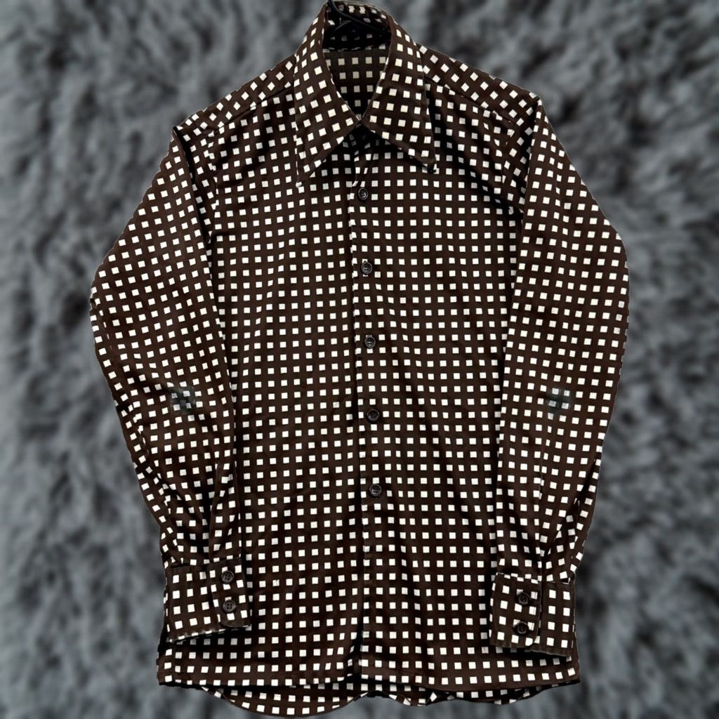 DANCER VINTAGE Disco Spirit of California 70s Button-Up Shirt Mens M Brown Long Sleeve Geometric Abstract Dance Casual Party/Cocktail Travel Size US M / EU 48-50 / 2 - 1 Thumbnail
