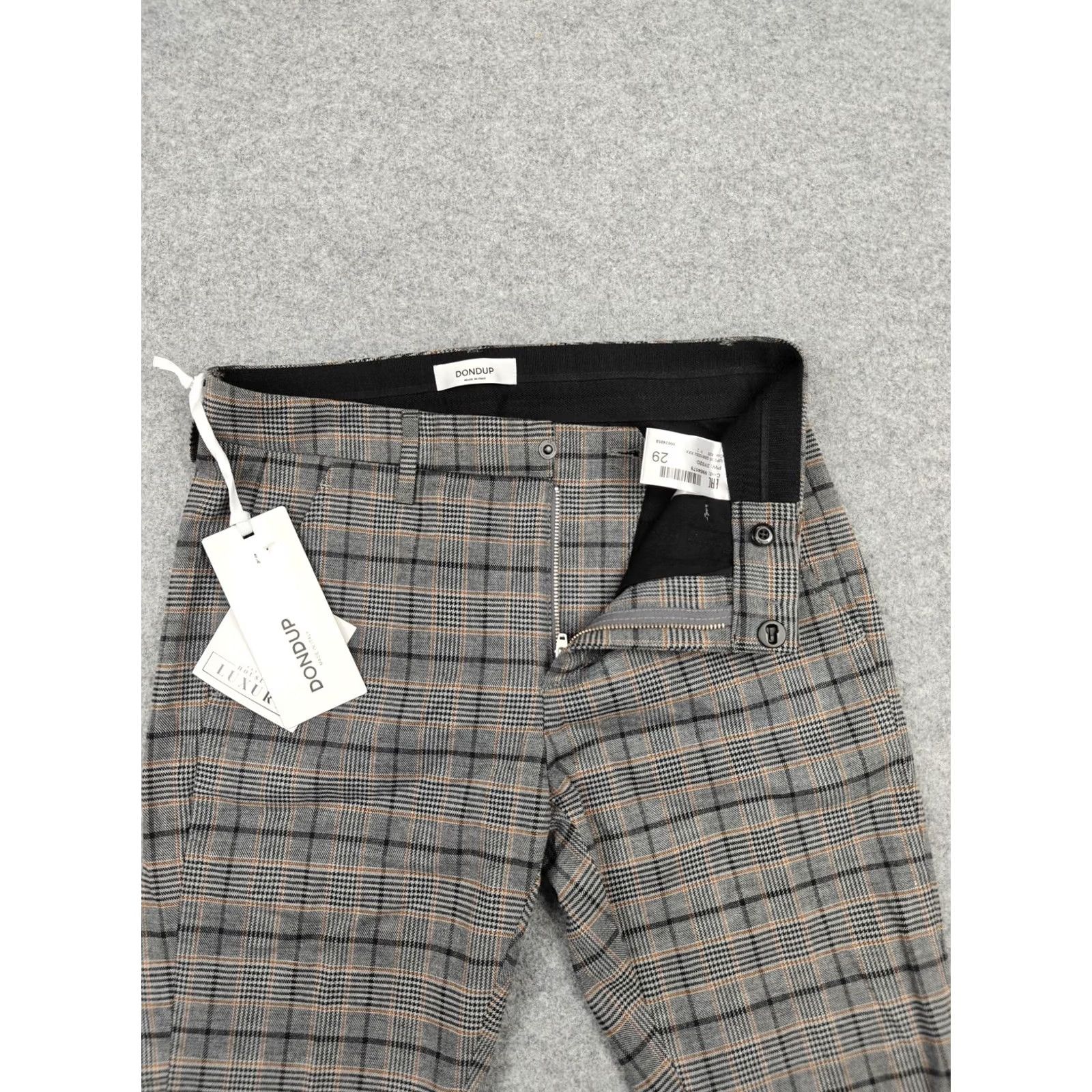 Dondup Dondup Pants Mens 29x30 Gray Gaubert Plaid Tweed Stretch Cotton Made Italy New Size US 29 - 3 Thumbnail