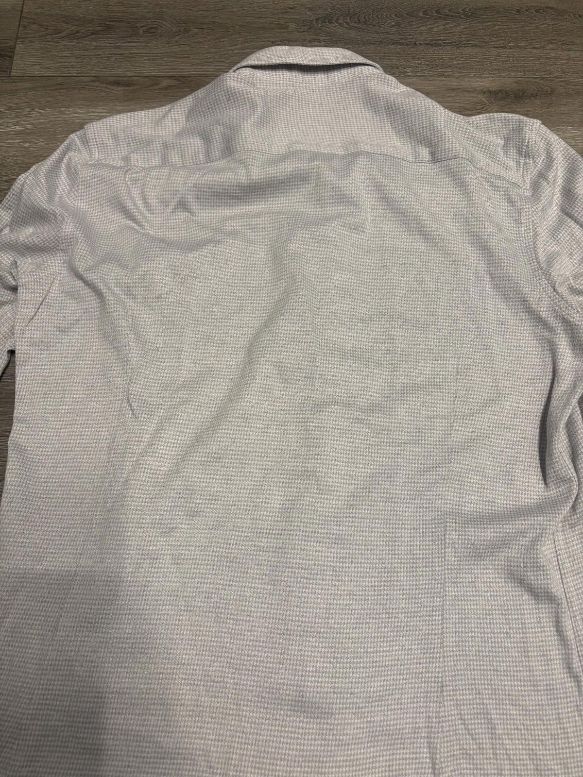 Massimo Dutti MASSIMO DUTTI Mens Shirt XL Gray Houndstooth Cotton Size US XL / EU 56 / 4 - 4 Thumbnail