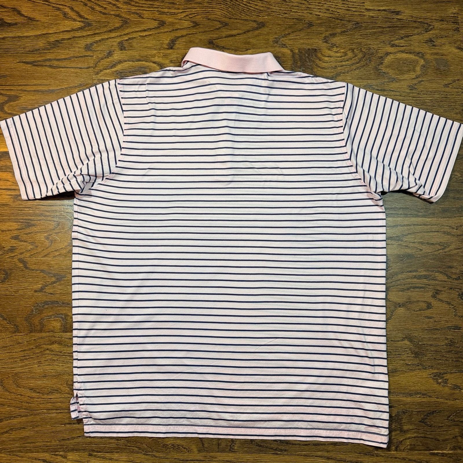Peter Millar Peter Millar XL Short Sleeve Striped Golf Polo Pink & Navy Size US XXL / EU 58 / 5 - 6 Thumbnail