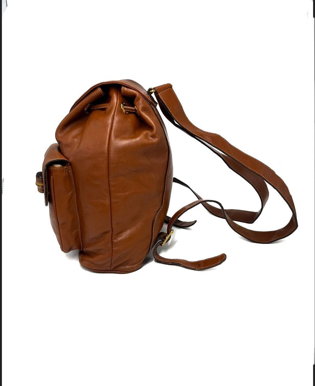 Gucci Authentic Gucci Bamboo Leather Backpack Size ONE SIZE - 4 Thumbnail