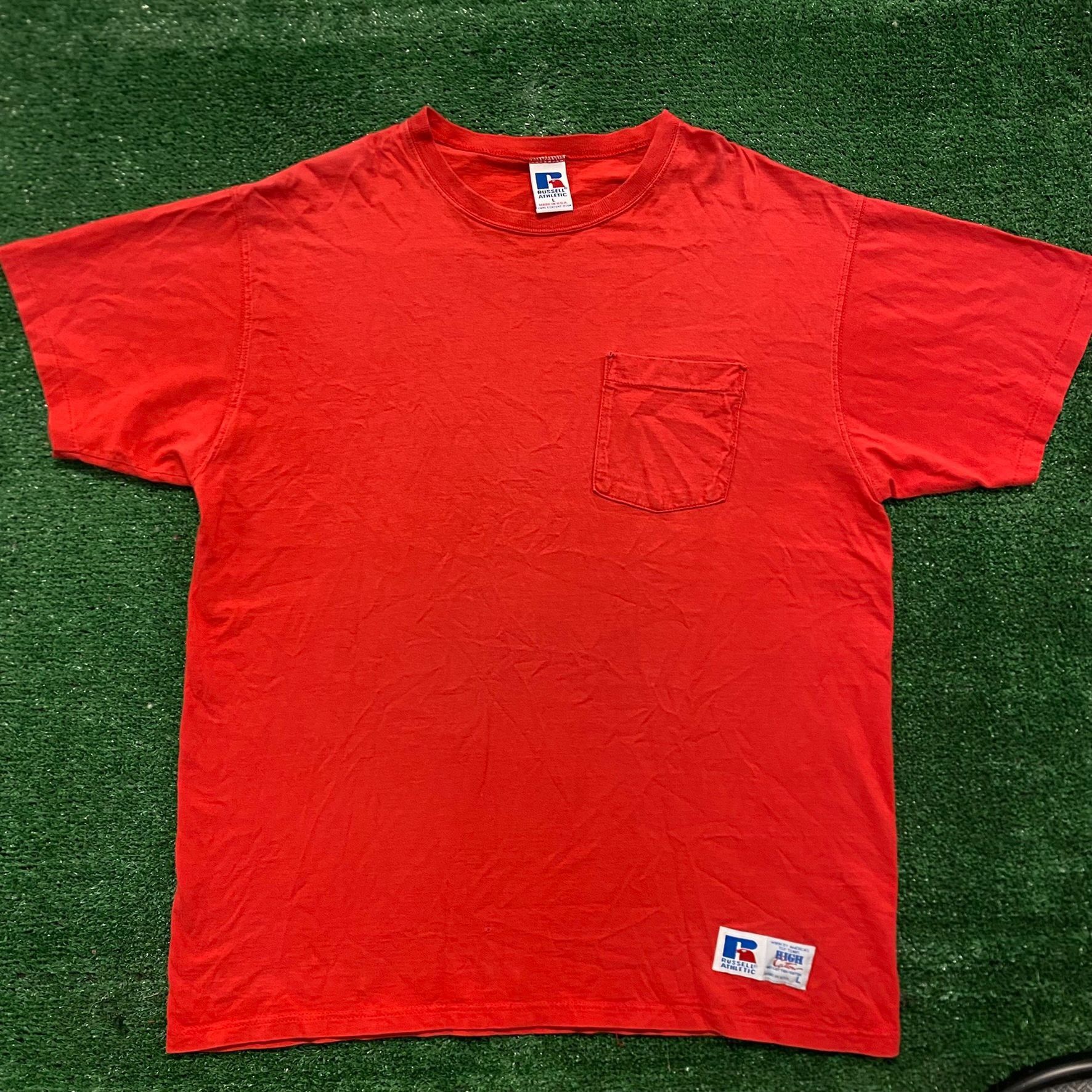 Russell Athletic Vintage 90s Russell Athletic Blank T-Shirt Plain Red Single Size US L / EU 52-54 / 3 - 1 Thumbnail