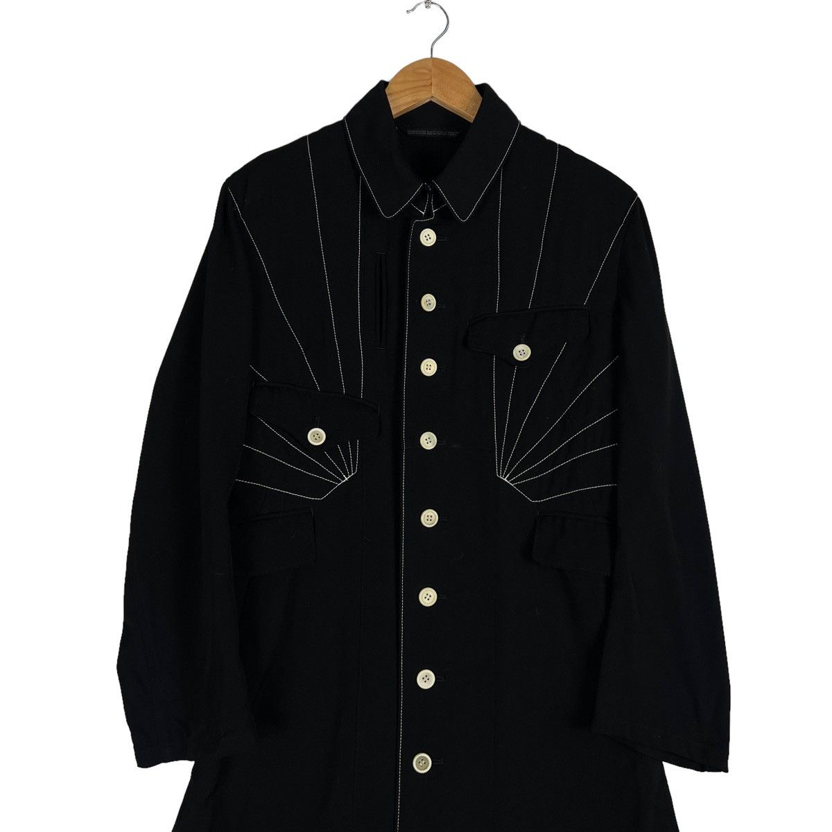 Yohji Yamamoto 🔥SPRING WINTER LONG JACKET WITH SUNRAYS OF JAPAN DESIGN Size S / US 4 / IT 40 - 3 Thumbnail