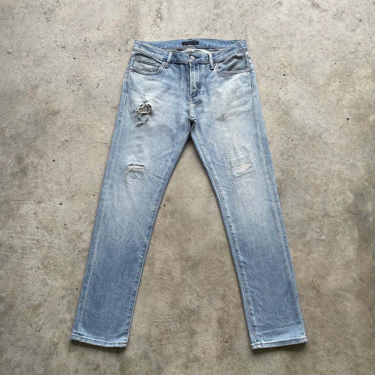 Japanese Brand Vintage Japanese Ripped Wash Blue Faded Skinny Jeans Pants Size US 32 / EU 48 - 1 Thumbnail