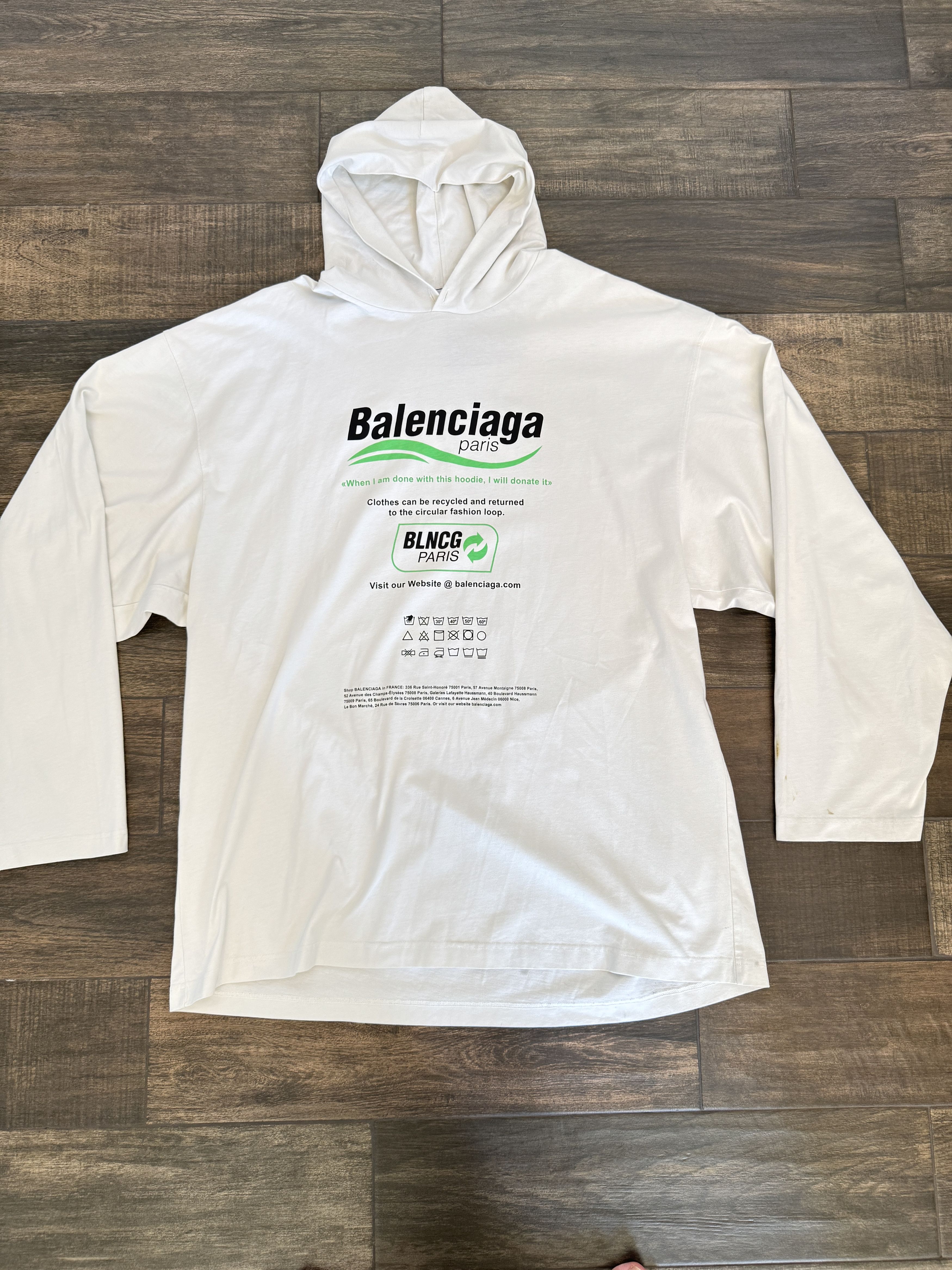 トップス BALENCIAGA Dry Cleaning Logo Hoodie Balenciaga Dry Cleaning Boxy Hoodie 'White' 661711TKVF99085