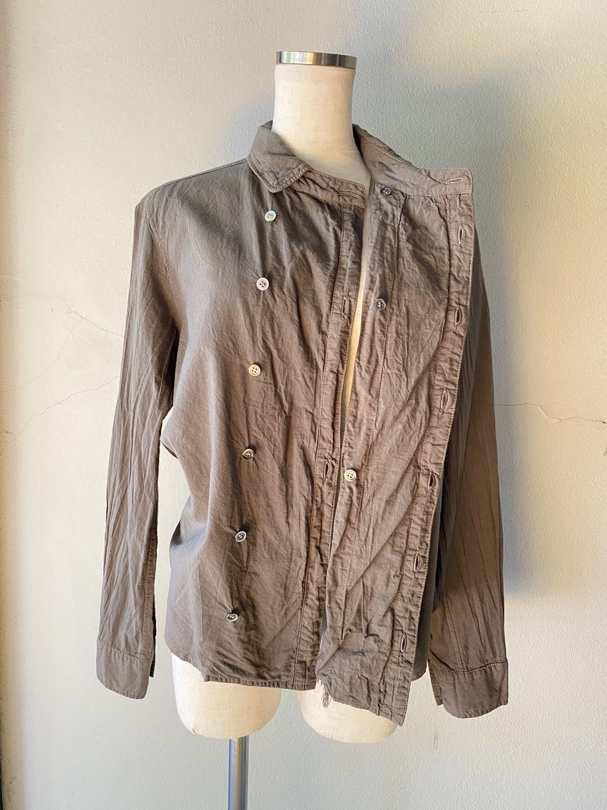 Issey Miyake Plantation Olive Grey Embroidered Fringe Shirt Size M / US 6-8 / IT 42-44 - 8 Thumbnail