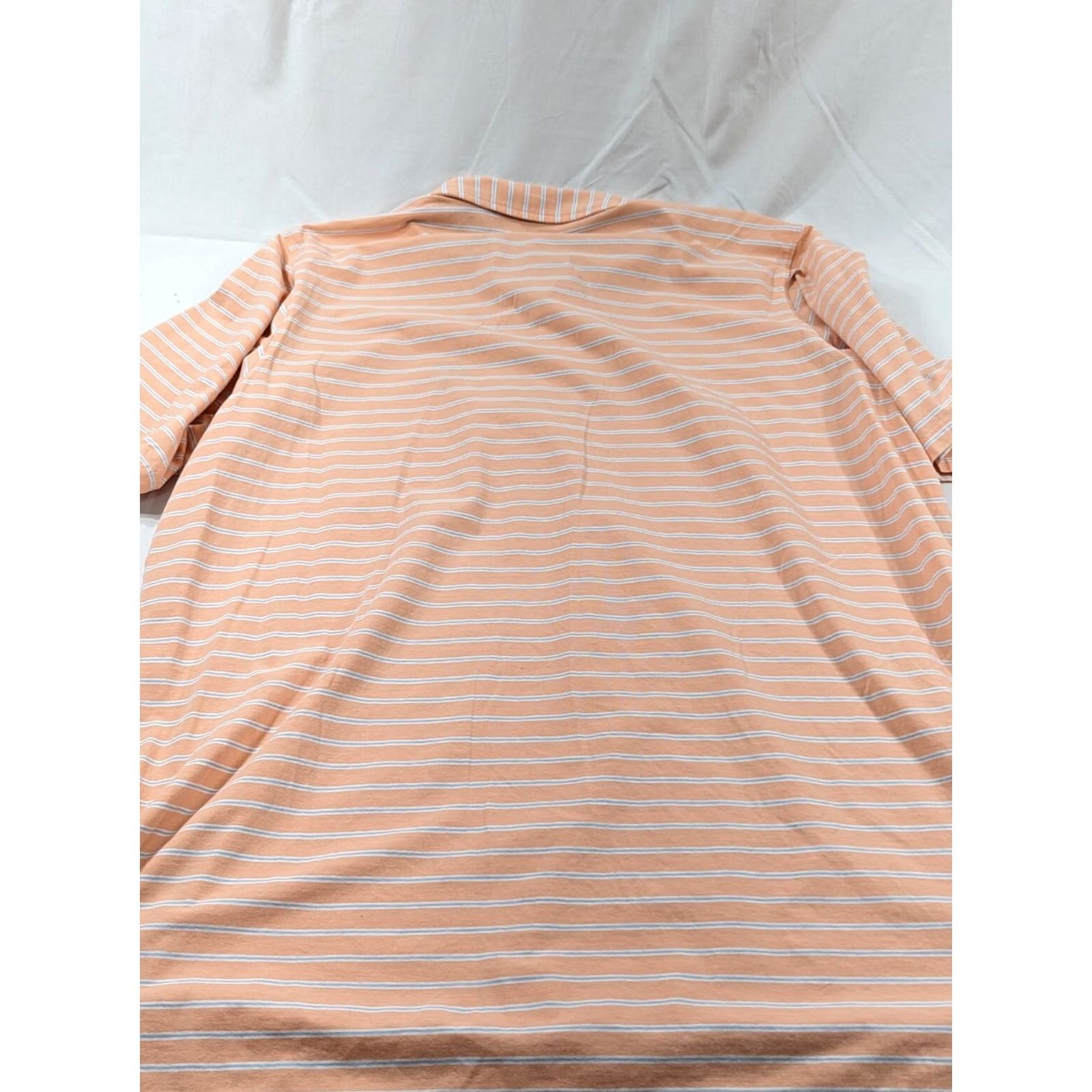 Vintage B. Draddy Polo Shirt Mens 2XL Short Sleeve Striped Cotton Spandex Peach Golf Pocket Logo Embroidered Size US XXL / EU 58 / 5 - 7 Thumbnail