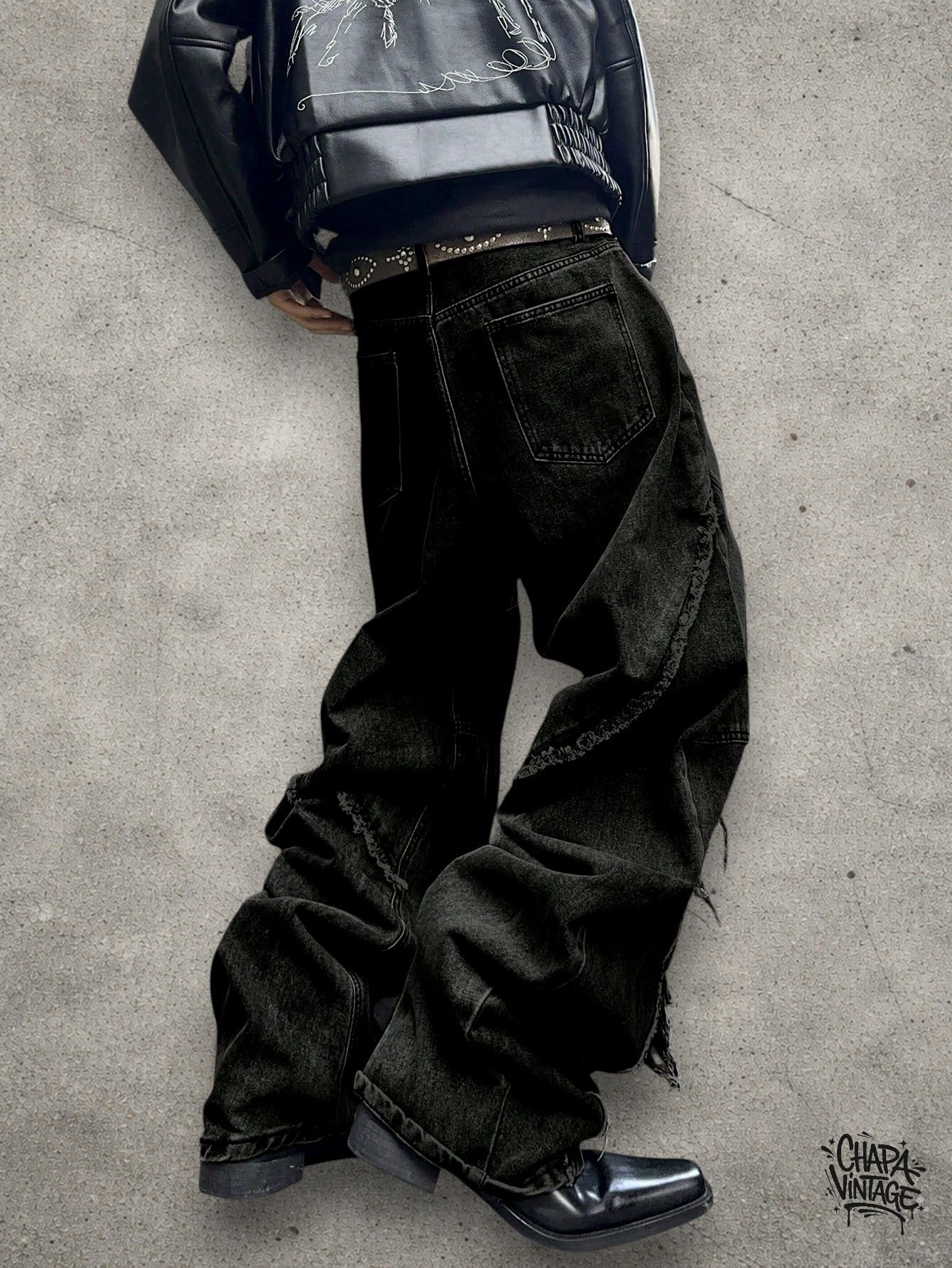 Japanese Brand Distressed black opium jeans Size US 32 / EU 48 - 3 Thumbnail