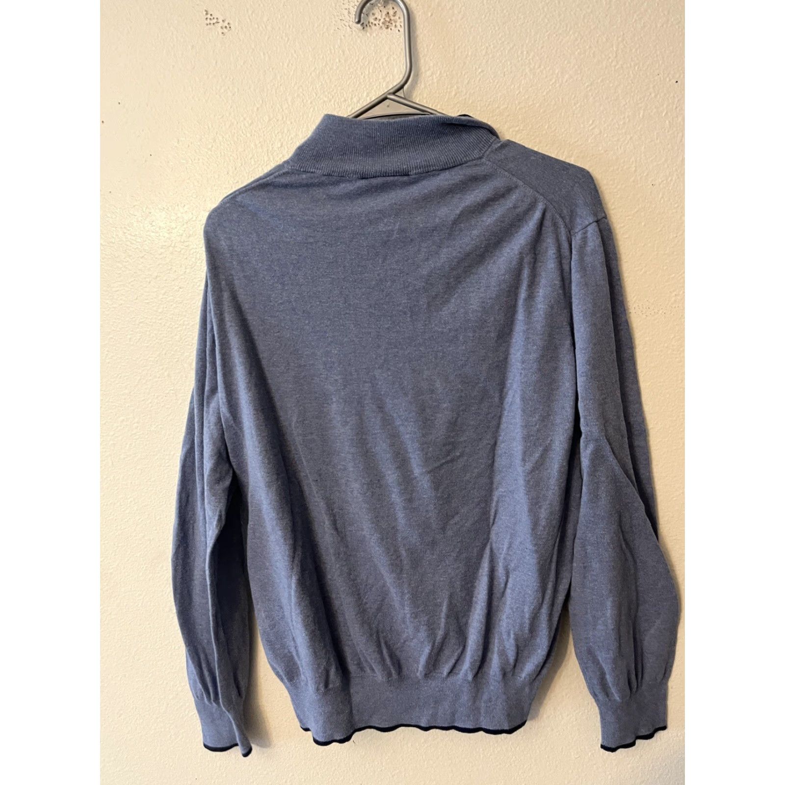 Joseph Abboud Joseph Abboud Sweater Men L Cotton 1/4 Zip Pullover Blue Knit Mock Neck Size US L / EU 52-54 / 3 - 3 Thumbnail