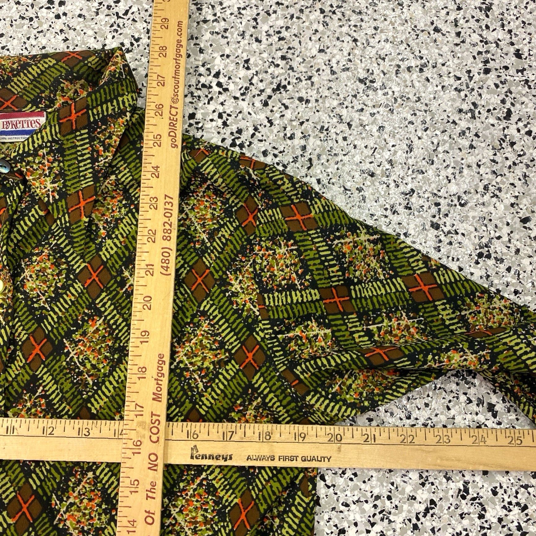 Vintage VINTAGE PYKETTES MOD Top Shirt Women S/M Green Floral Dagger Collar 70s 1970s Size S / US 4 / IT 40 - 2 Thumbnail