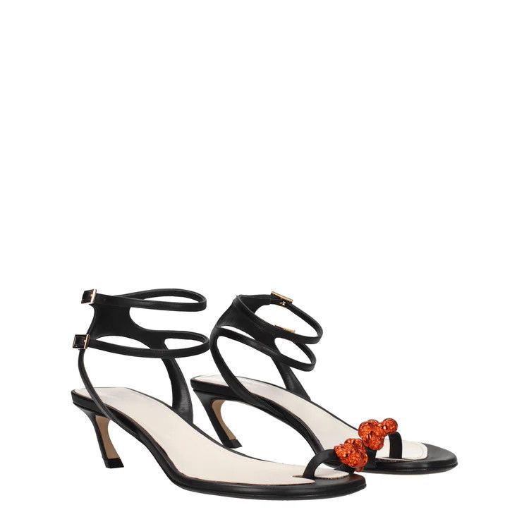 Lanvin ob1o1e1124 Leather Sandals in Black Size US 8 / IT 38 - 2 Thumbnail