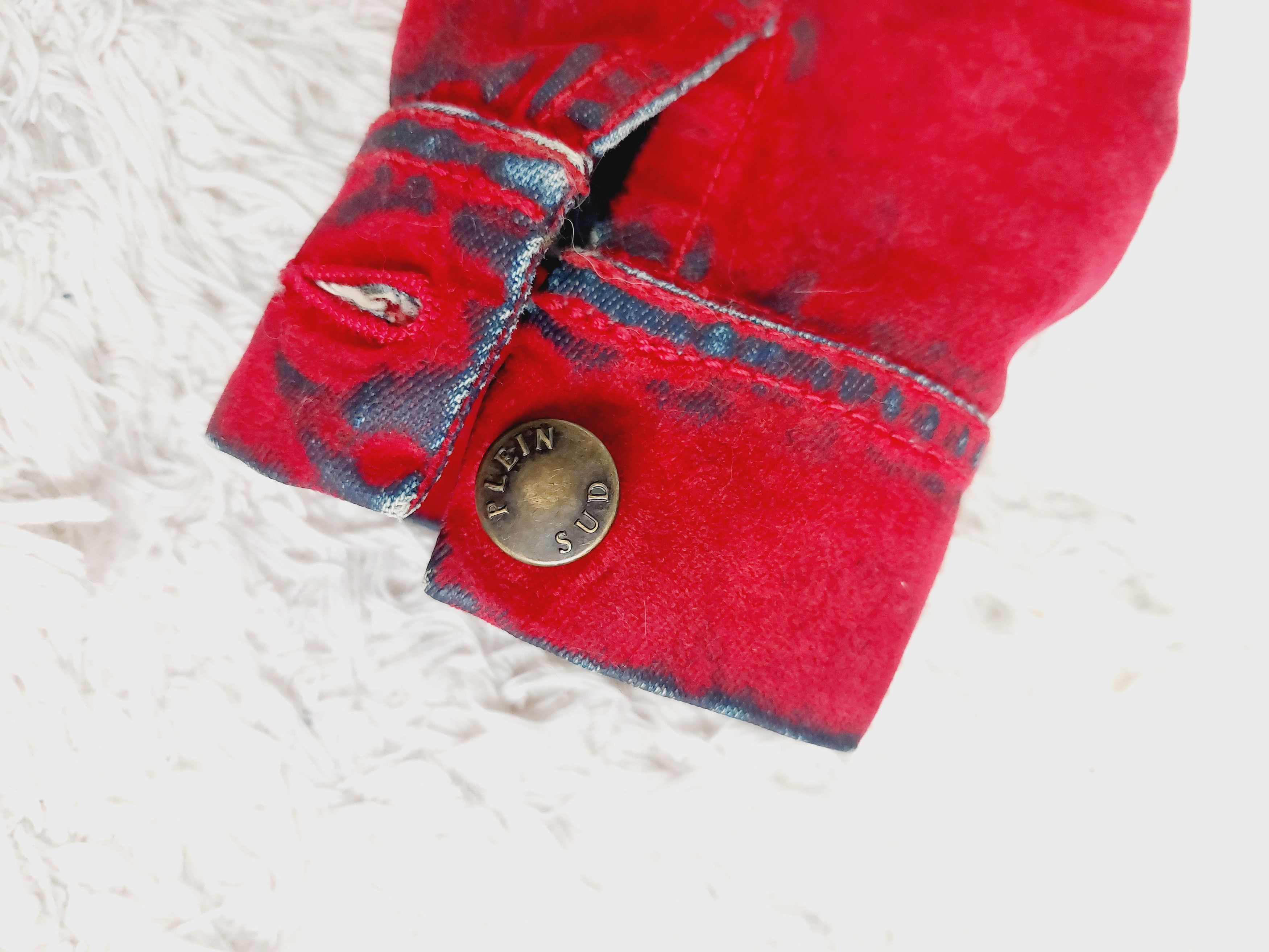 plein sud Plein Sud Red Blood Velvet Shadow Tar Denim Jacket Size M / US 6-8 / IT 42-44 - 7 Thumbnail
