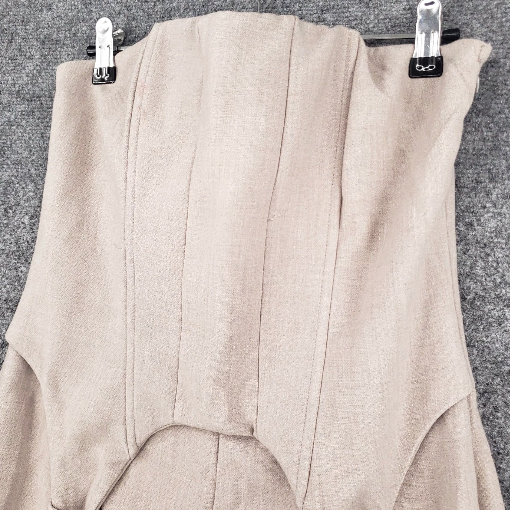 PrettyLittleThing Pretty Little Thing Jumpsuit Womens 4 Beige Bandeau Strapless Flare Corset City Clubwear | One-Piece Size S / US 4 / IT 40 - 4 Thumbnail