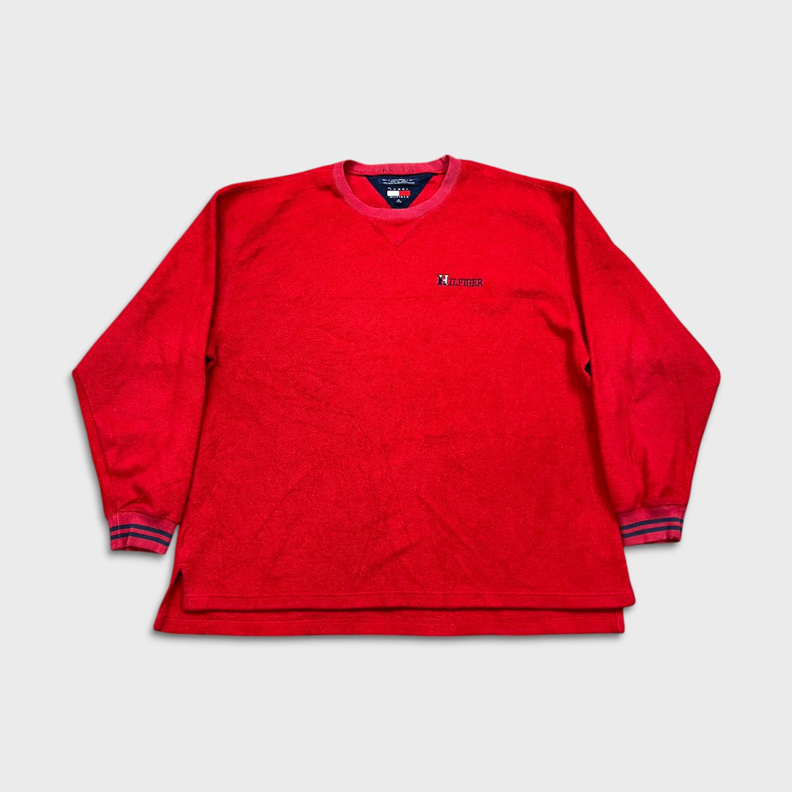 Tommy Hilfiger × Vintage Vintage Tommy Hilfiger Fleece XL Red Sweatshirt Pullover 90s Size US XL / EU 56 / 4 - 1 Thumbnail