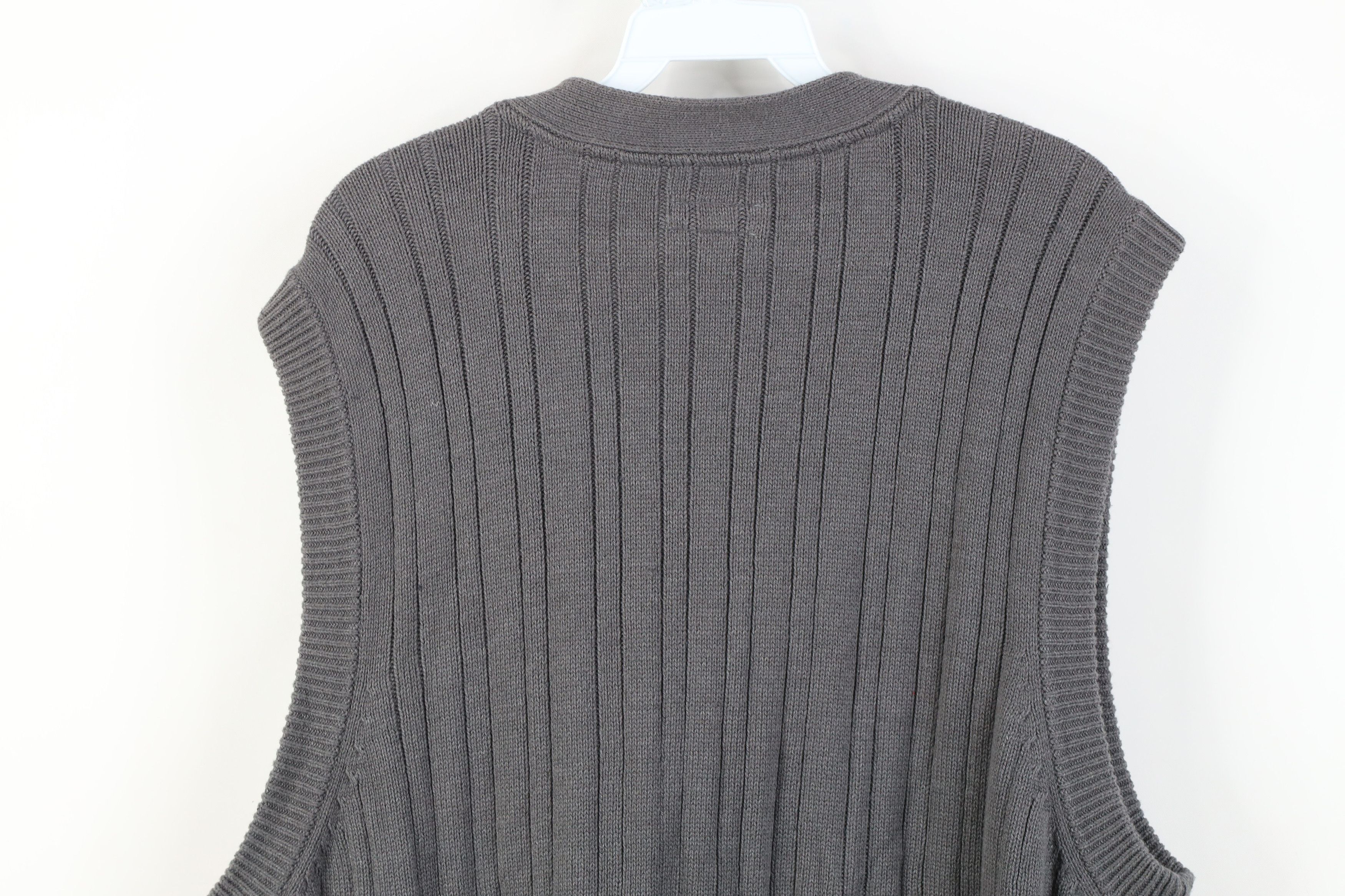 Vintage Vintage 90s Y2K Streetwear Knit Fisherman Sweater Vest Gray Size US XL / EU 56 / 4 - 12 Thumbnail