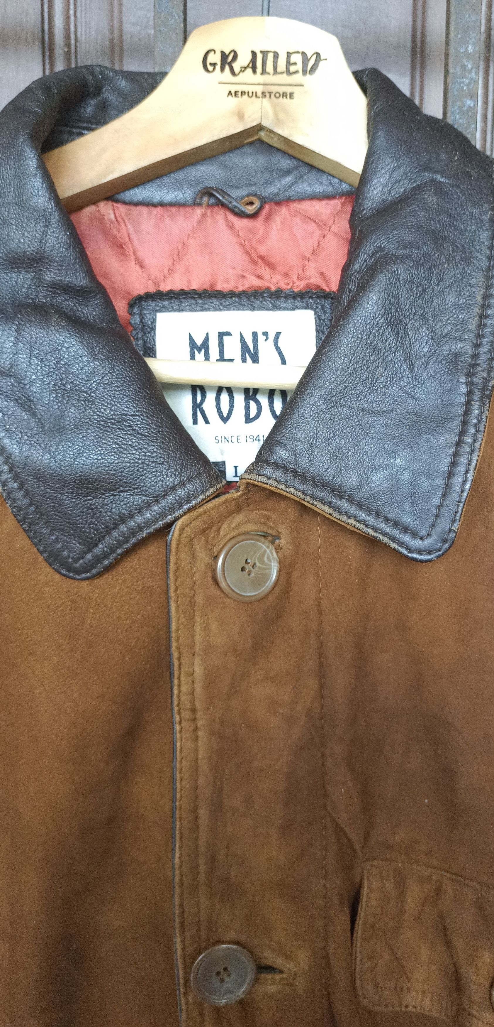 Japanese Brand Mens Robo Sueded Leather Lined Jacket Size US L / EU 52-54 / 3 - 7 Thumbnail