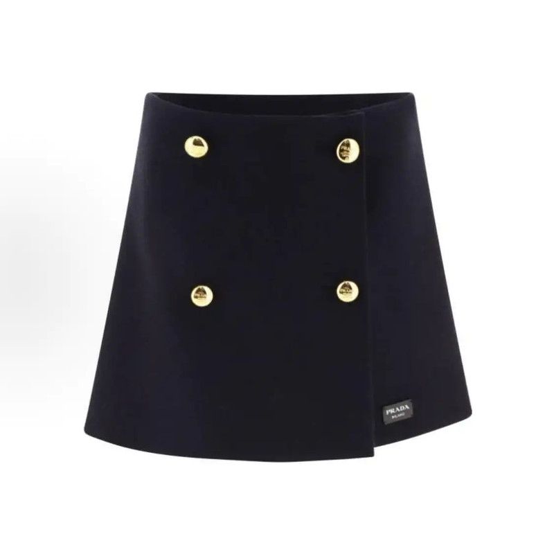 Prada Prada Black Wool Women's Midi Skirt Size 28" / US 6 / IT 42 - 1 Thumbnail