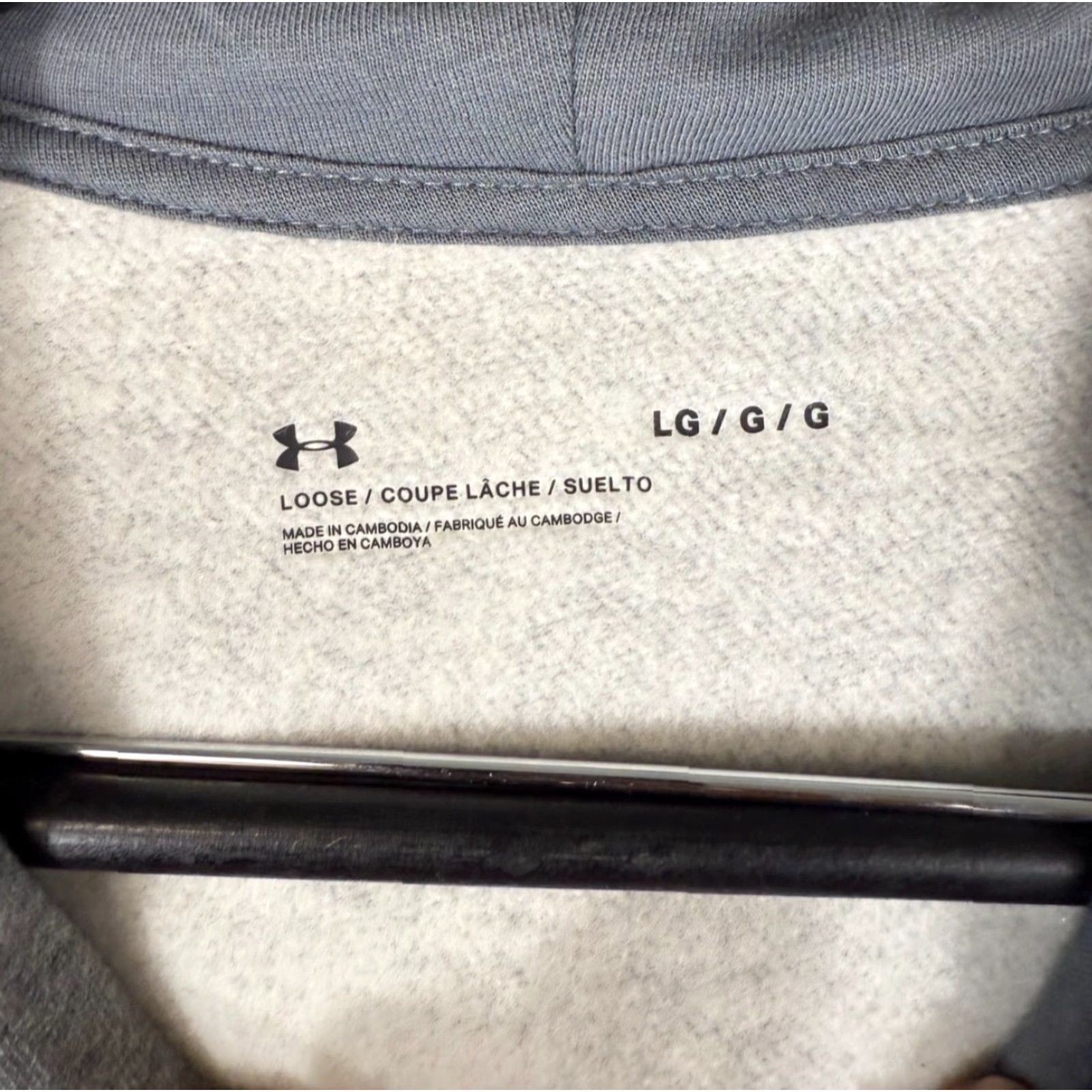Under Armour Under Armour Hooded Sweatshirt Mens L Gray Drawstring Fleece Pullover Logo Size US L / EU 52-54 / 3 - 6 Thumbnail
