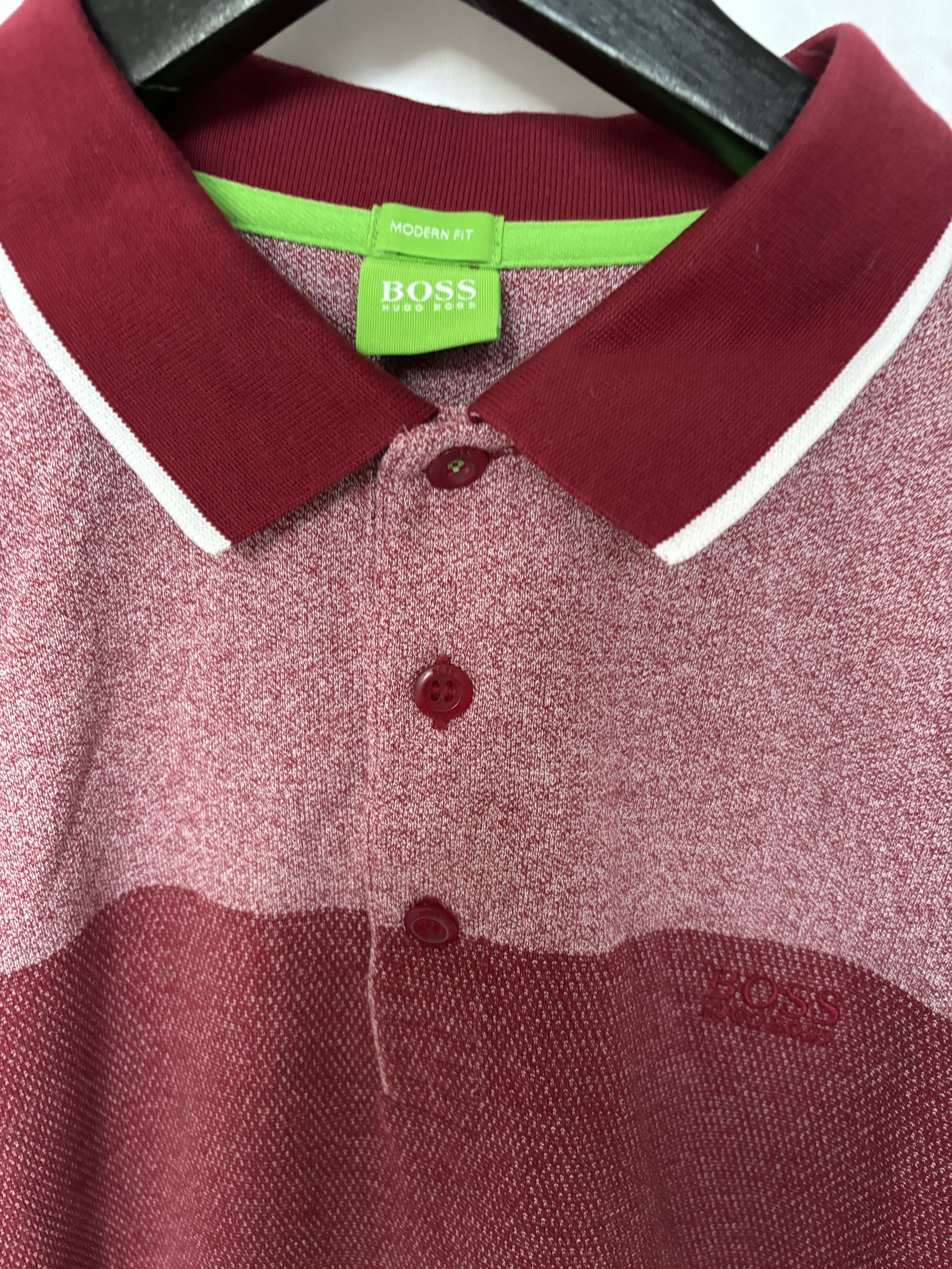 Hugo Boss BOSS Hugo Boss Long Sleeve Polo - Modern Fit - Burgundy/Red Size US XL / EU 56 / 4 - 2 Thumbnail