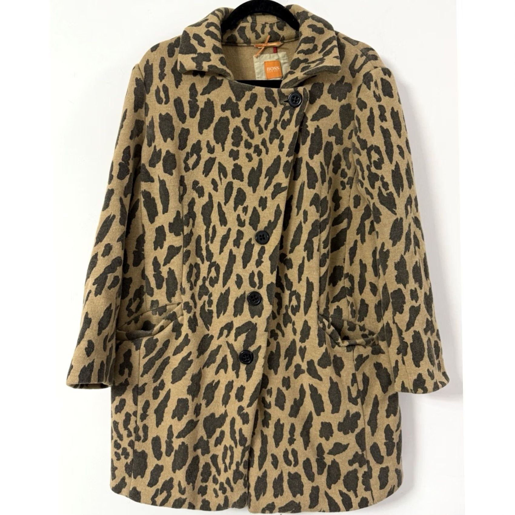 Vintage BOSS Wool Cashmere Blend Leopard Print Coat Animal Print Knit Size 8 Size M / US 6-8 / IT 42-44 - 2 Thumbnail