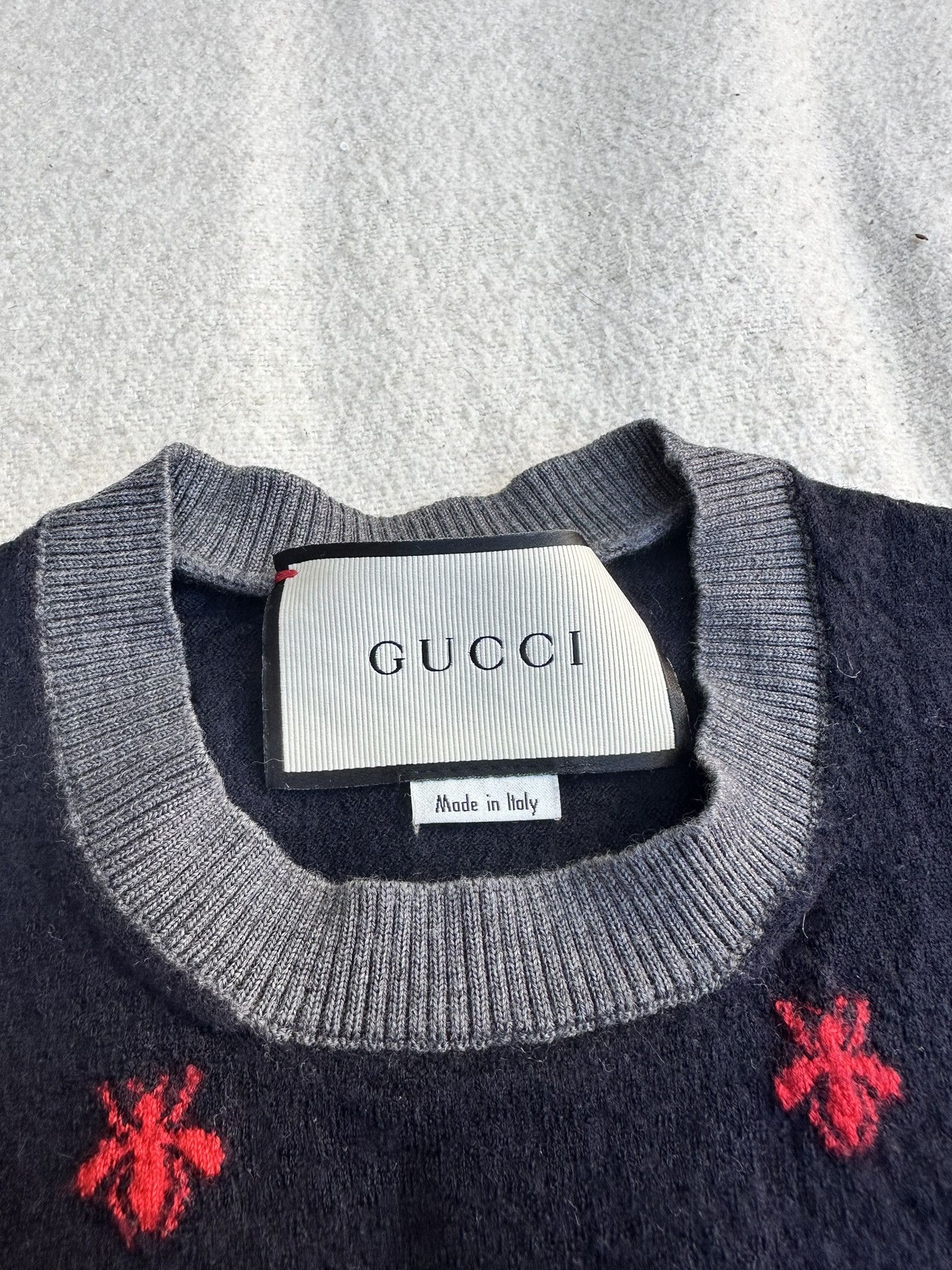 Gucci Gucci Sweater Red Bees Black Wool Size XS / US 0-2 / IT 36-38 - 5 Thumbnail