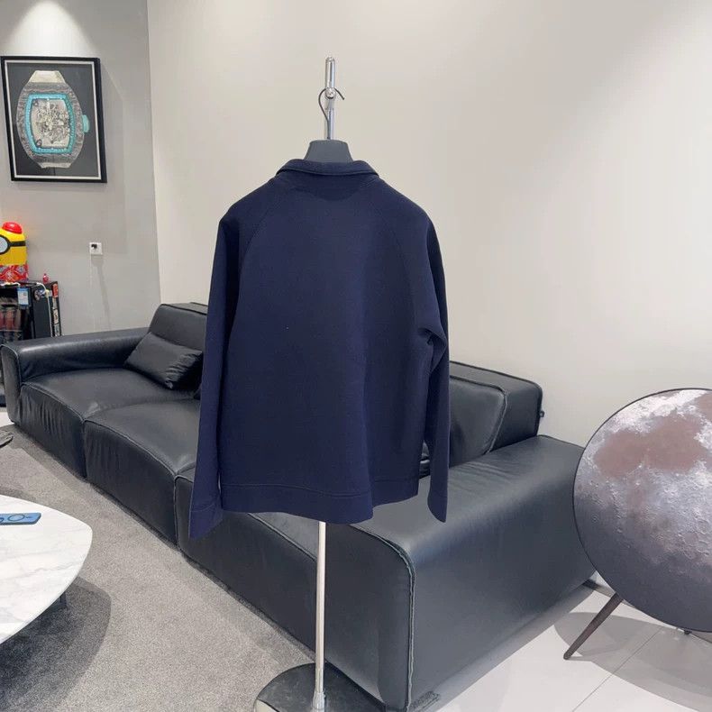 Valentino Valentino Dark blue stand-up collar logo long-sleeved spor Size US XL / EU 56 / 4 - 2 Thumbnail