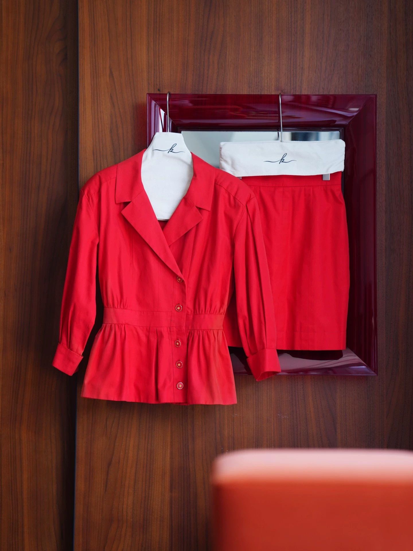 Chanel Chanel Vintage Red Cotton Suit Skirt Set Women S/M Size S / US 4 / IT 40 - 2 Thumbnail