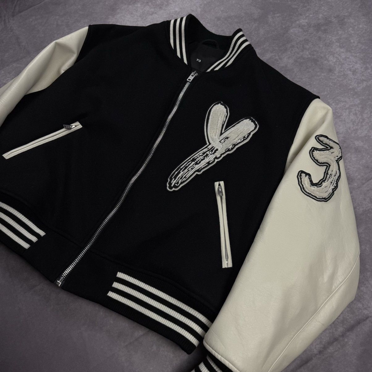 Japanese Brand × Y-3 × Yohji Yamamoto Y-3 Yohji Yamamoto Letterman Varsity Bomber  Jacket | Grailed