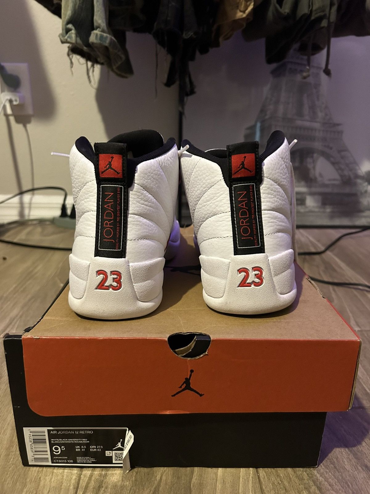 Designer × Jordan Brand Jordan 12s Retro White/Black University Red Size US 9.5 / EU 42-43 - 2 Thumbnail