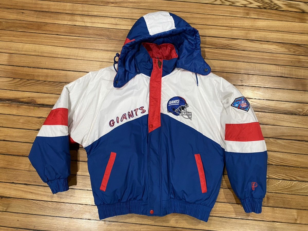 Pro Player Men's NY popular Giants Down Filled Jacket w/Hood Size Large