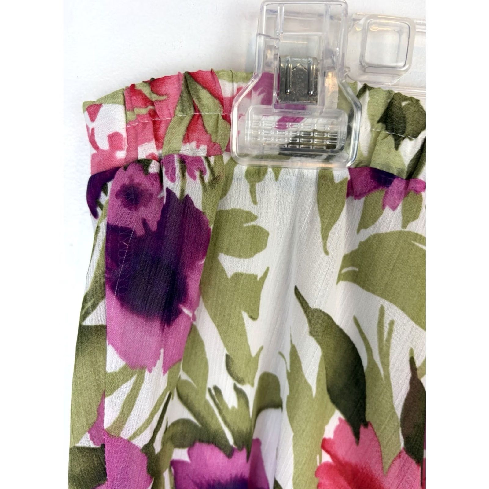 Pinko Roz & Ali Floral Maxi Skirt Womens 1X Skirt + Plus Size Pink Floral Boho Chiffon Ruffle Asymmetric Long Maxi Dress Size 40" / US 18 - 6 Thumbnail
