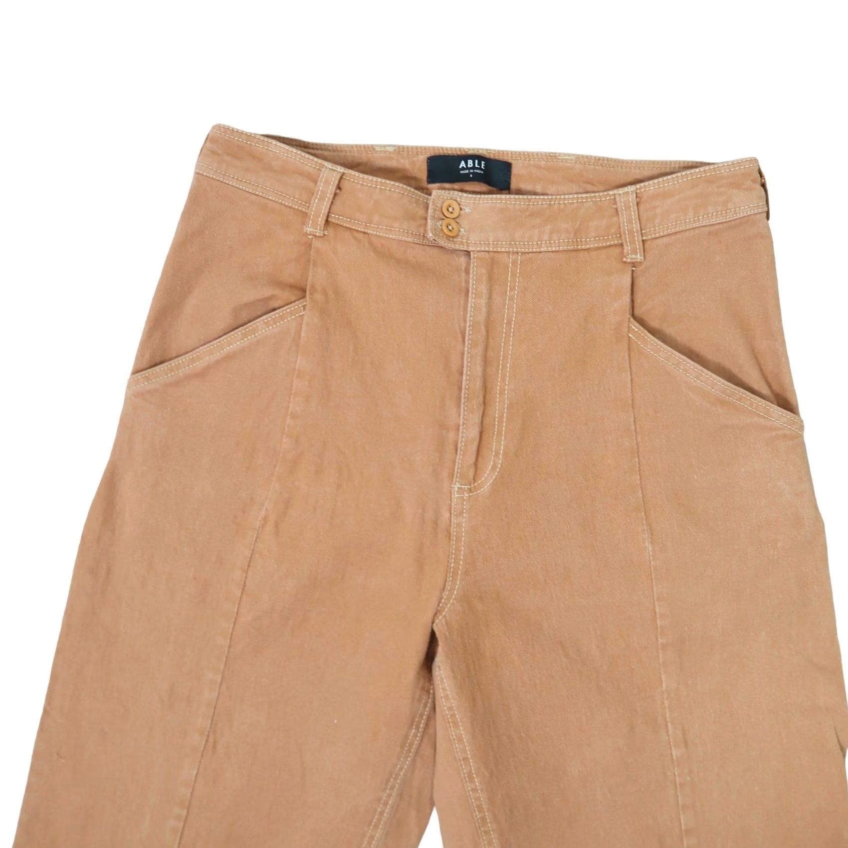 Vintage VINTAGE ABLE Francis Wide Leg Crop Pant Terracotta Orange 8 Women Pants Wide-Leg Cropped Fall Spring Summer High Rise Cotton Womens 8 Size 30" / US 8 / IT 44 - 2 Thumbnail