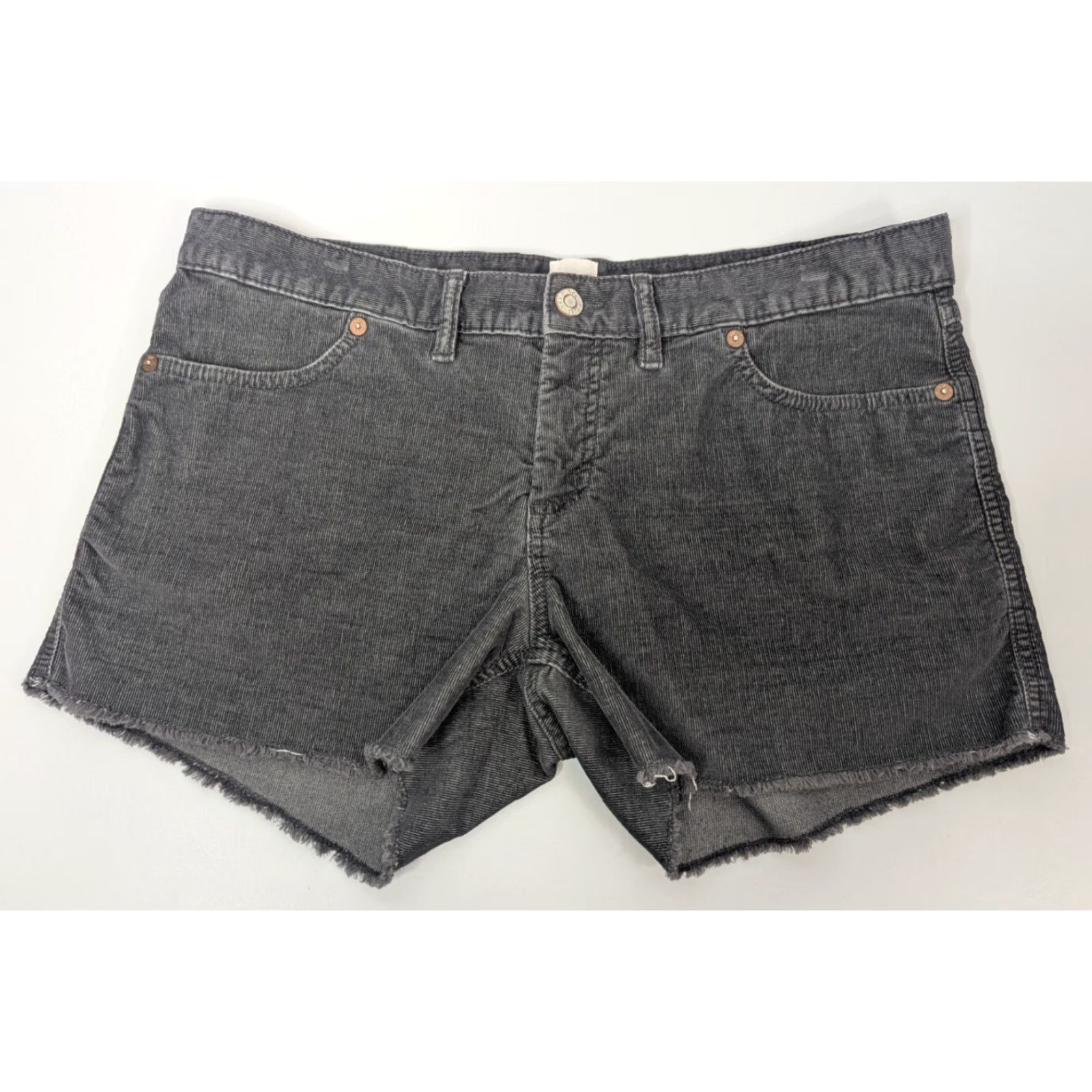 Gap GAP Grey Corduroy Raw Edge Hem Stretch Cut Off Shorts Fringe Women's Size 10 Y2K Size 32" / US 10 / IT 46 - 2 Thumbnail