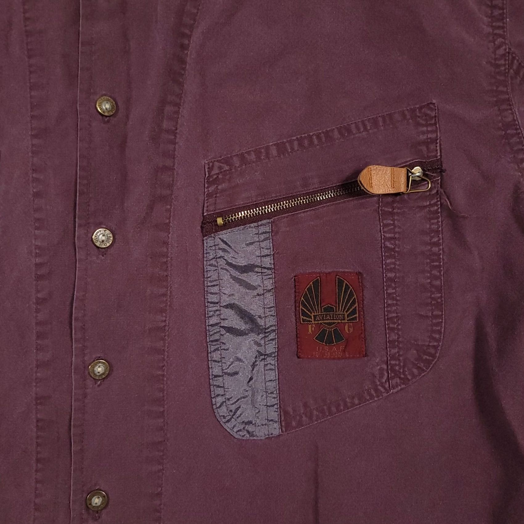 Faded Glory VINTAGE Faded Glory Air Patrol Aviation Button Up Shirt Mens Medium Maroon Retro 80s Retro Casual Shirt Mens Size US M / EU 48-50 / 2 - 4 Thumbnail