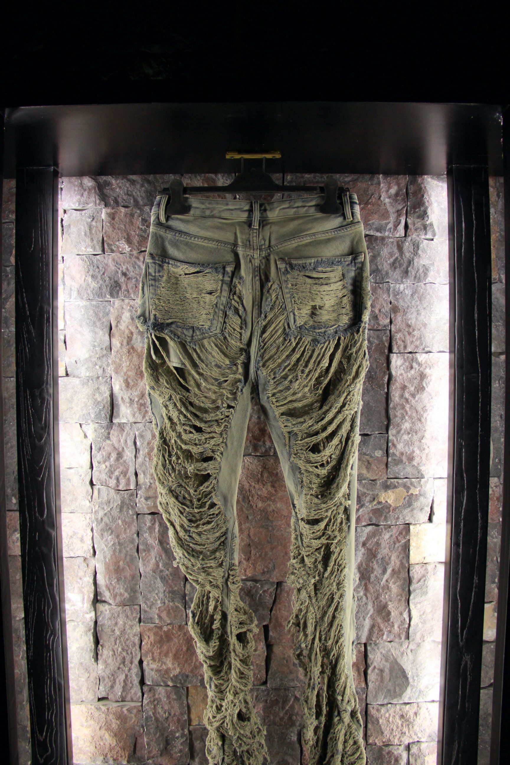 Rick Owens Drkshdw Rick Owens Bela Shredded Wide Leg Jeans Size US 31 - 6 Thumbnail