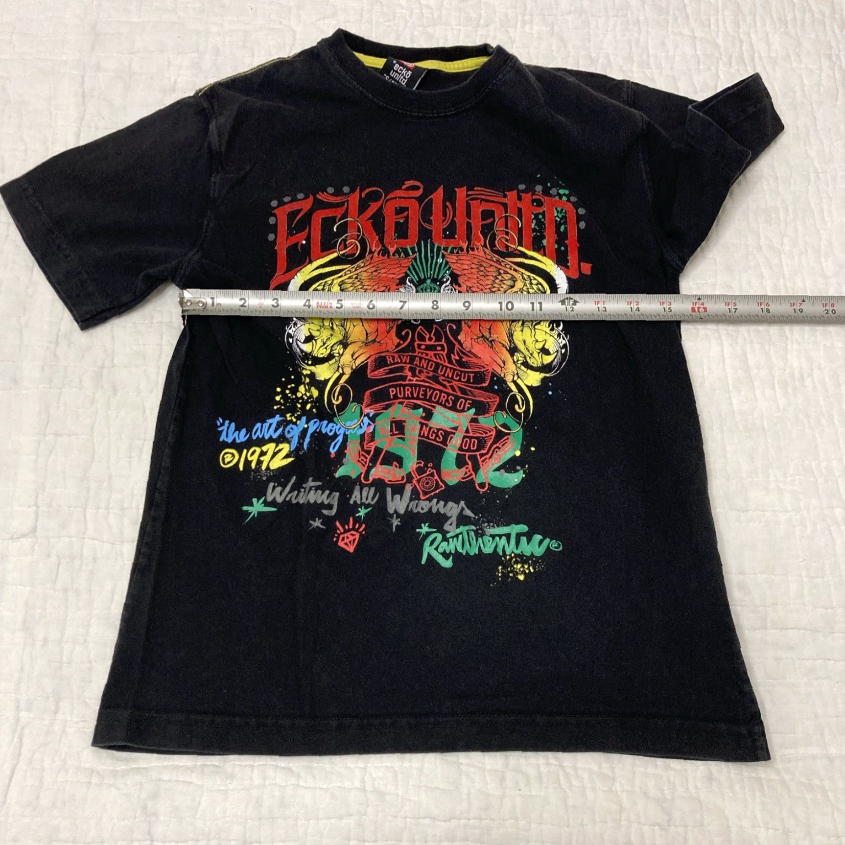 Ecko Unltd. VINTAGE Ecko Unltd Raw And Uncut Blue Graphic Tshirt Men S Small Front And Back Size US S / EU 44-46 / 1 - 3 Thumbnail
