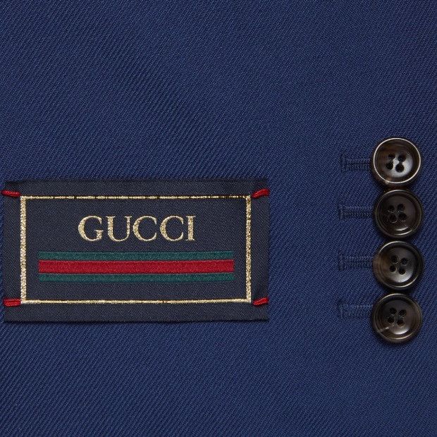 Gucci o1s1wg110125 Wool Twill Formal Jacket With Label in Blue Size US L / EU 52-54 / 3 - 3 Thumbnail