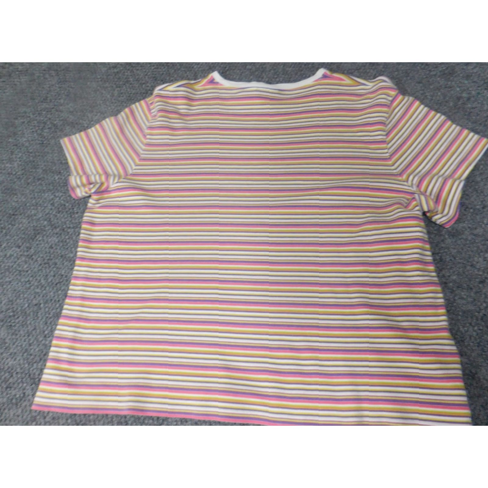 Essentials Essentials Womens Blouse 1X Plus Pink Striped Crew Neck Pullover Casual Button Polyester Rayon Size XL / US 12-14 / IT 48-50 - 7 Thumbnail