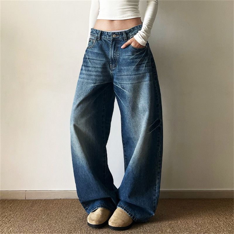 Japanese Brand American street washed distressed wide-leg jeans for men Size US 32 / EU 48 - 3 Thumbnail