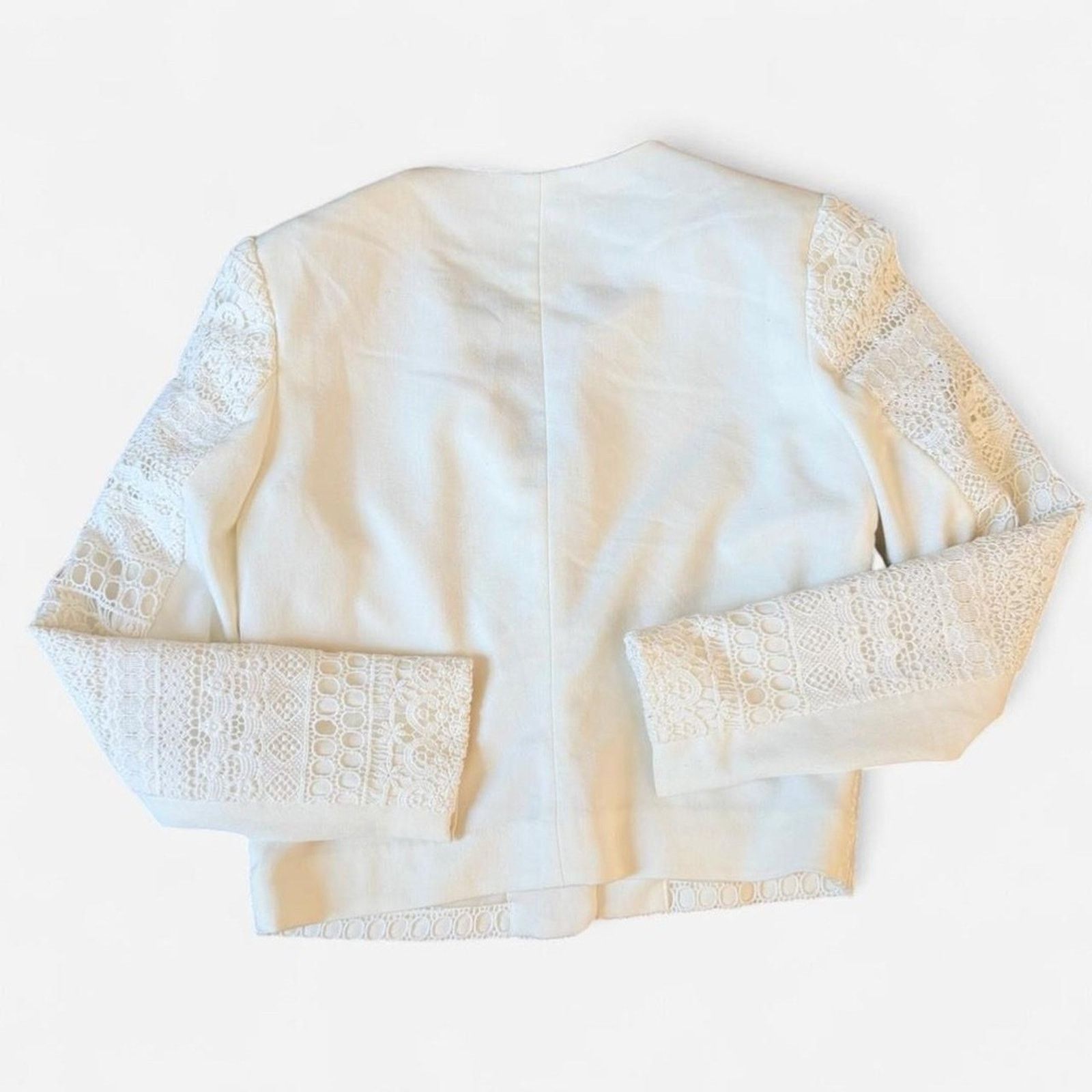 H&M H&M Blazer Lace Crochet cropped white blazer small size 4 Size S / US 4 / IT 40 - 8 Thumbnail