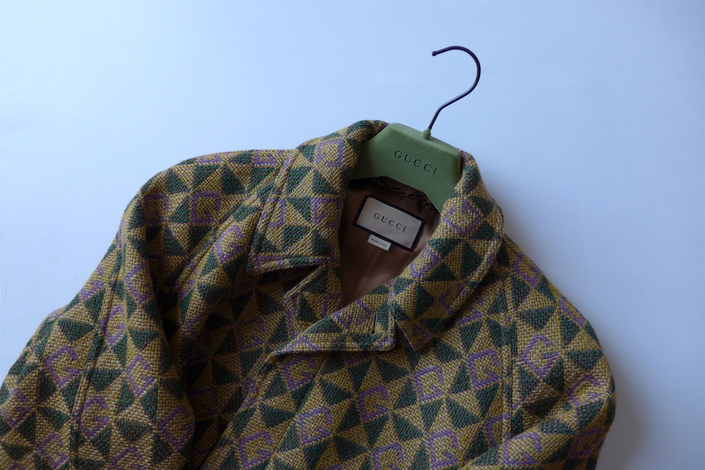 Gucci Gucci G Rhombi Wool Coat - Tan & Green Wool - Size 50 Size US M / EU 48-50 / 2 - 7 Thumbnail