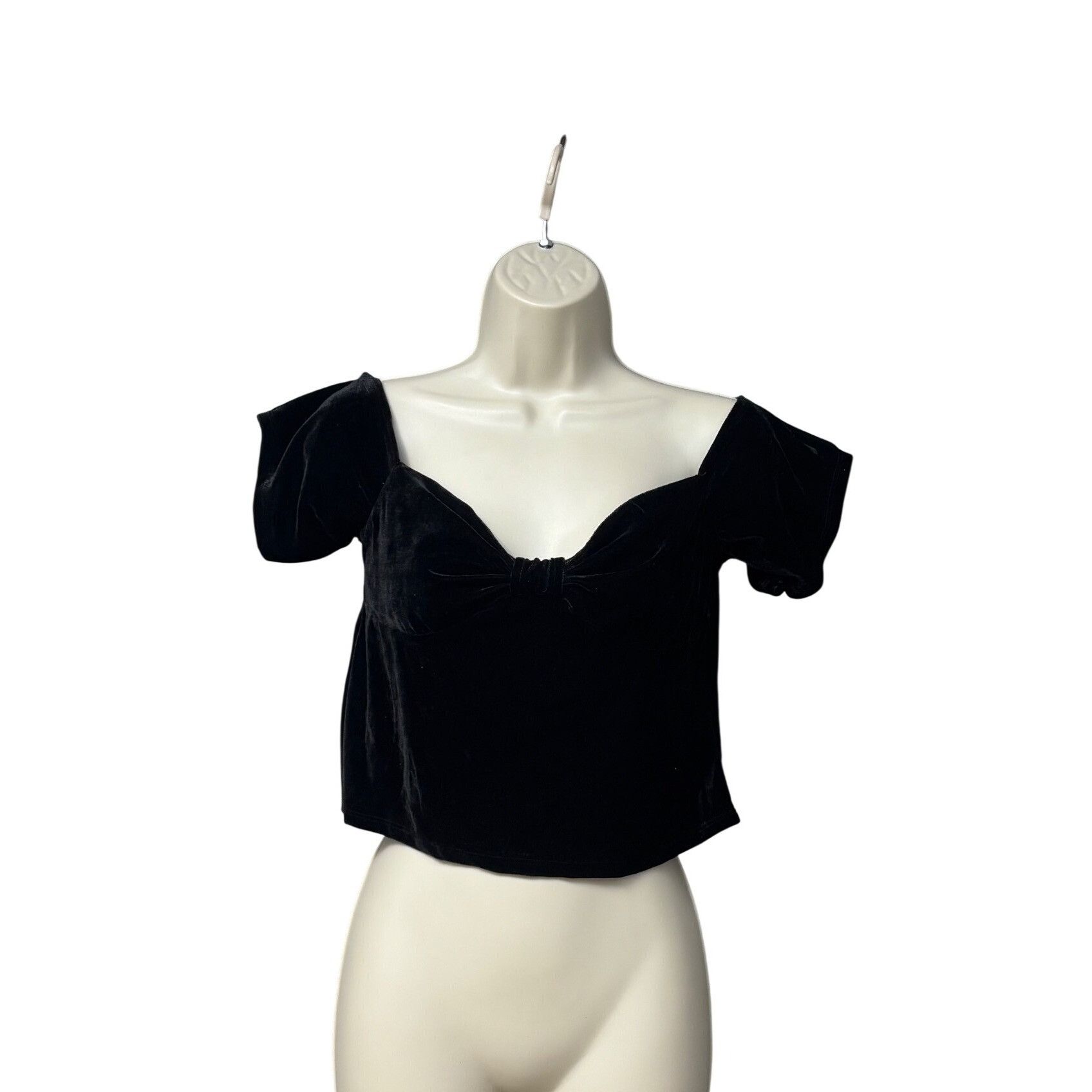 Other Sincerely Jules Velvet Off-Shoulder Cropped Top With Bow Det Size L / US 10 / IT 46 - 3 Thumbnail