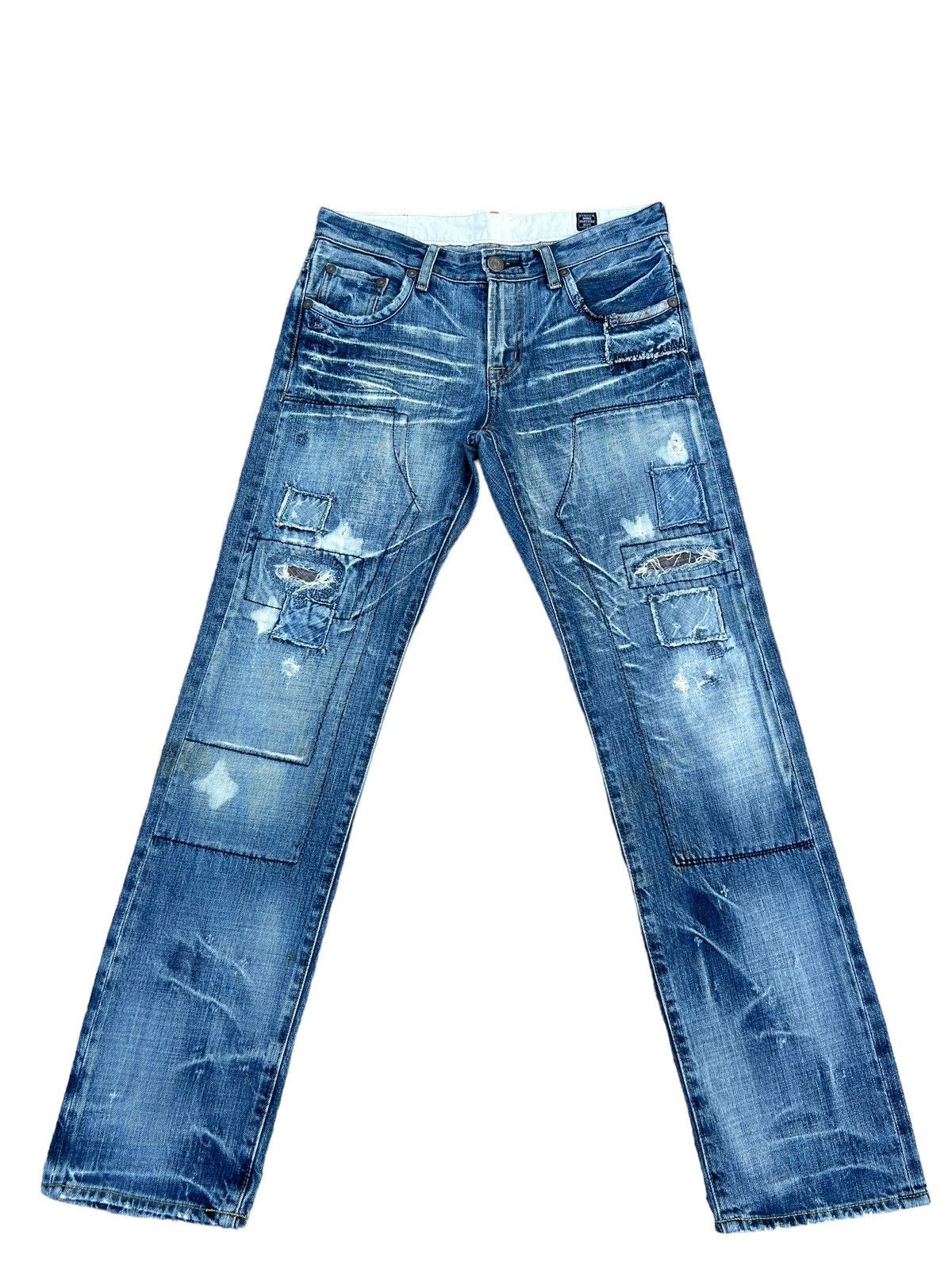 Vintage Bartack Japan Distressed Patchwork Boro Denim Jeans Size US 31 - 1 Thumbnail