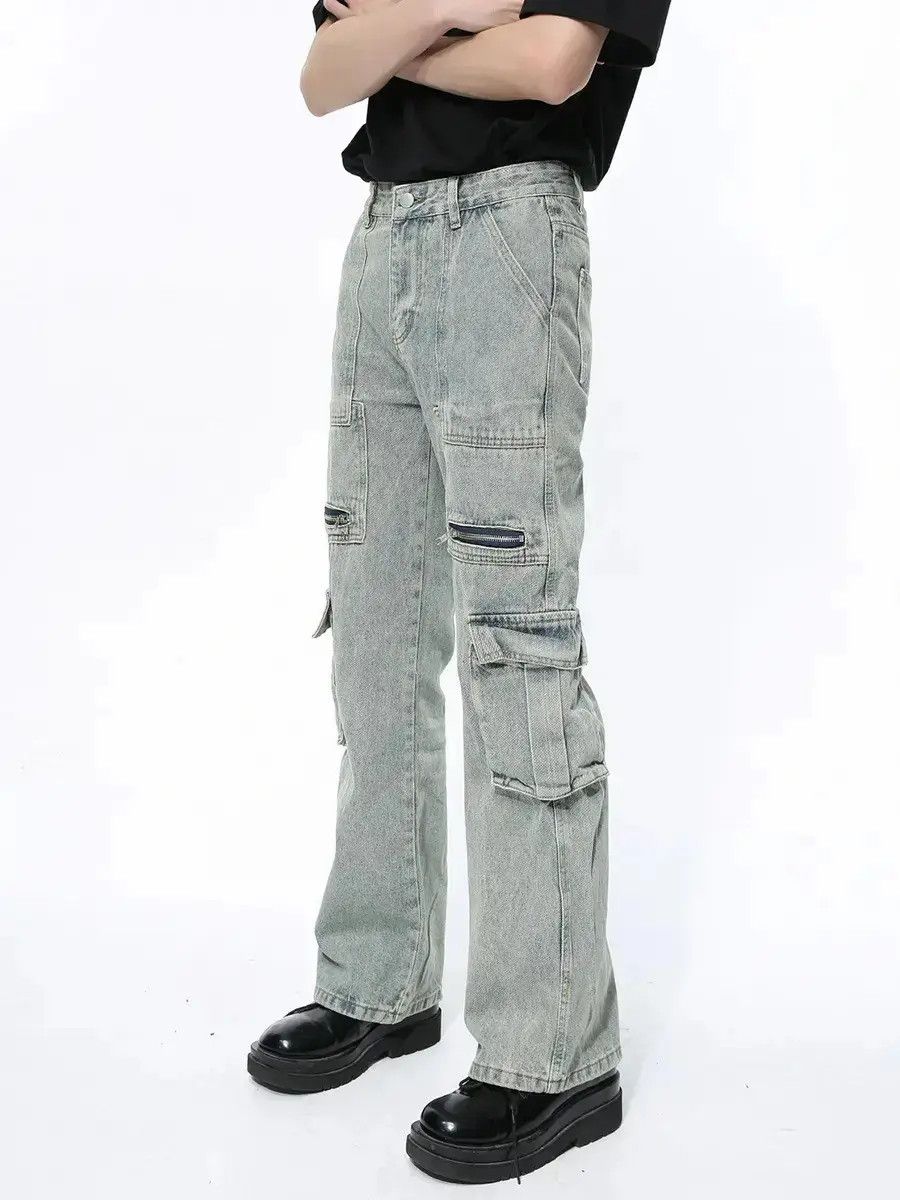 Japanese Brand Retro loose zipper pocket jeans Size US 30 / EU 46 - 1 Thumbnail