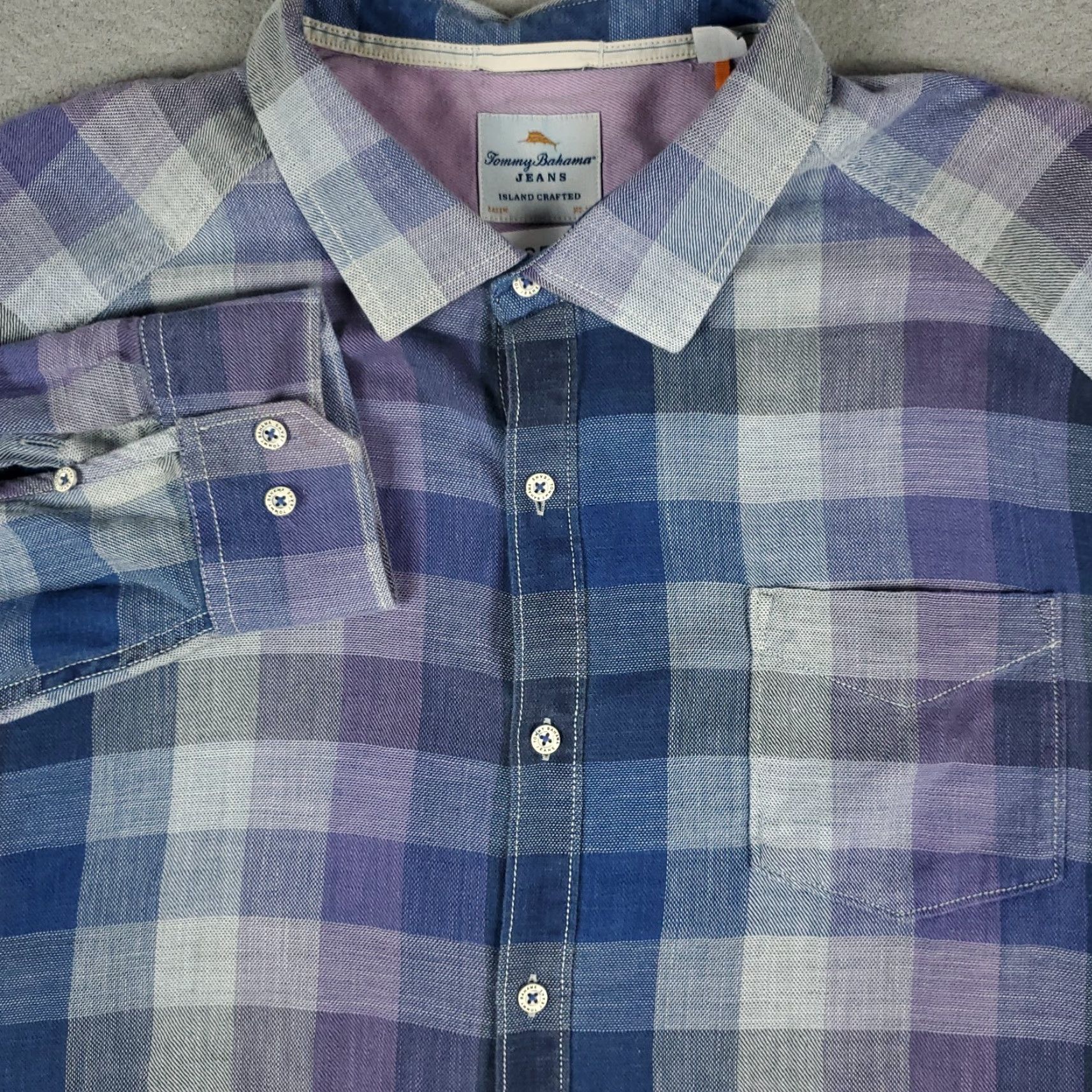 Tommy Bahama Tommy Bahama Shirt Mens 3XL Purple Blue Check Cotton Button-Up Long Sleeve Size US XXL / EU 58 / 5 - 2 Thumbnail