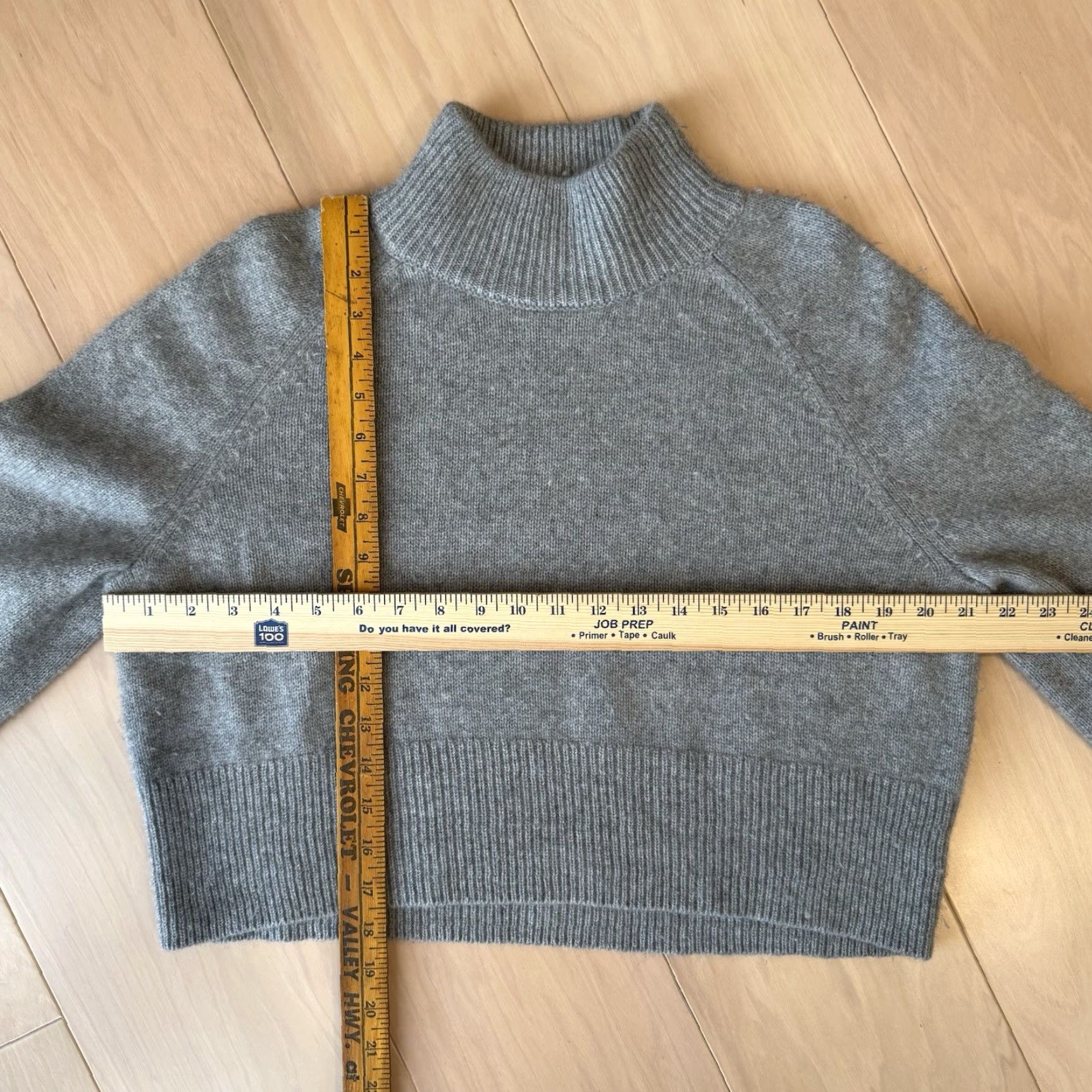 Reformation Reformation Garrett Cashmere Cropped Sweater Women's L Gray Turtleneck Pullover Size L / US 10 / IT 46 - 3 Thumbnail