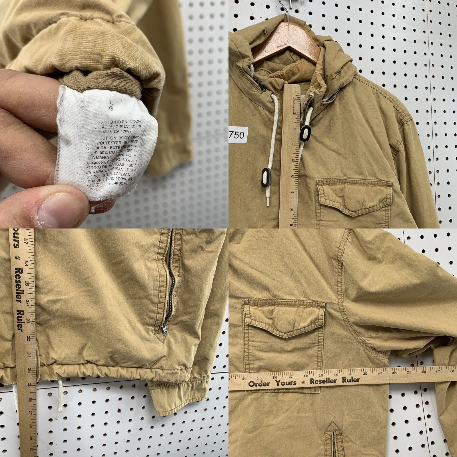 Old Navy VINTAGE Old Navy Hoodie Mens L Tan Lightweight Zip Up Hoodie Size US L / EU 52-54 / 3 - 8 Thumbnail