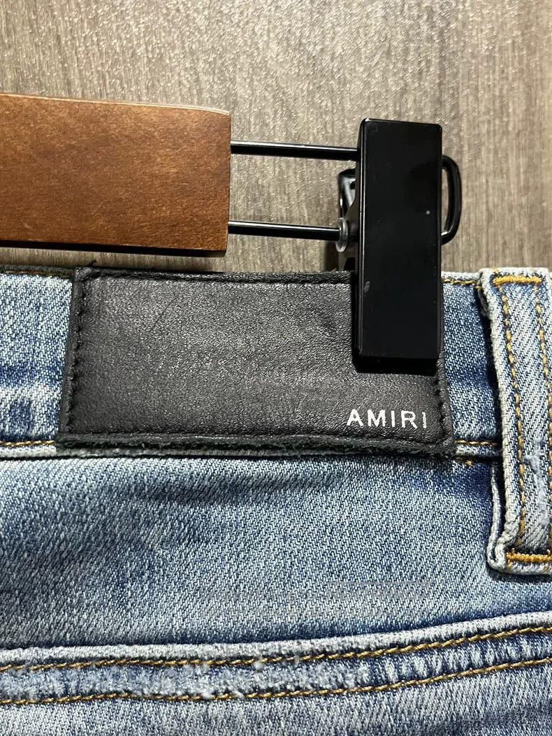 Amiri Amiri Size 33 Cashew flower checkerboard patchwork blue cat Size US 33 - 8 Thumbnail